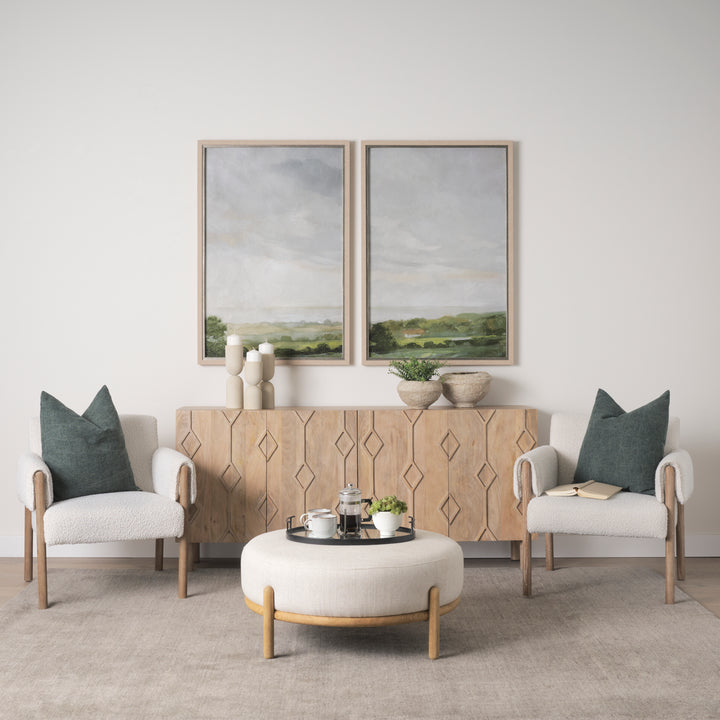 Heera Light Brown Diamond w/ Shelf Motif Sideboard Dining Room Mercana