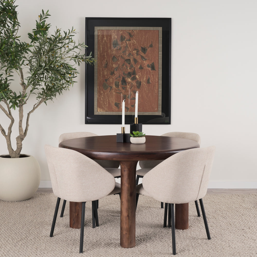 Soma 48" Red Brown Acacia Wood Round Dining Table Dining Room Mercana
