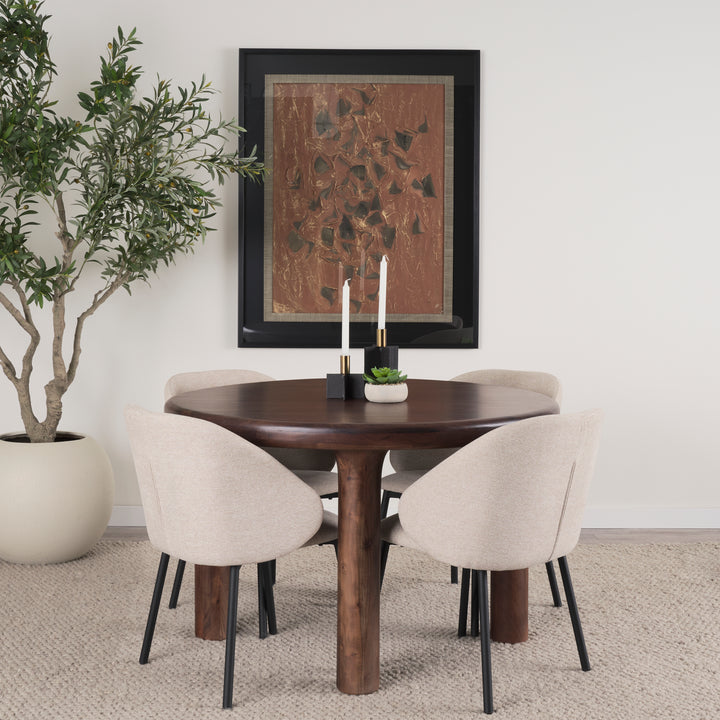 Soma 48" Red Brown Acacia Wood Round Dining Table Dining Room Mercana