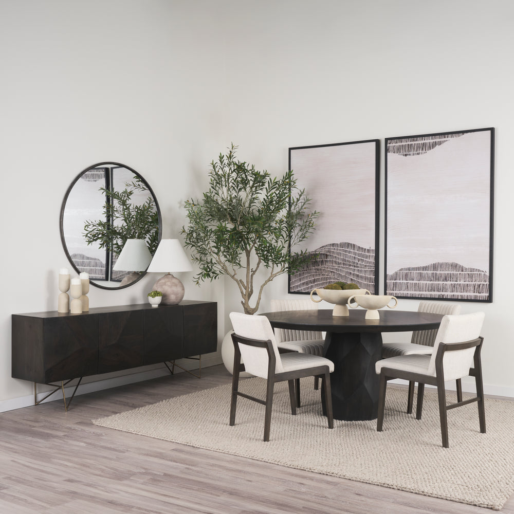 Fitzgerald 60" Round Brown Solid Wood Top & Base Dining Table Dining Room Mercana