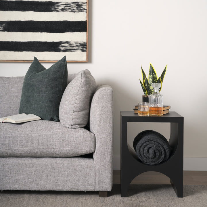 Sobi Matte Black Square Metal Side Table Living Room Mercana