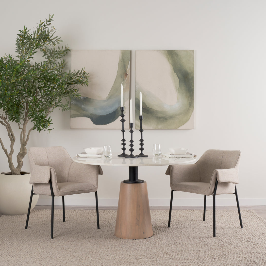 Brently Dining Chair w/ Oatmeal Fabric & Matte Black Metal Legs Living Room Mercana