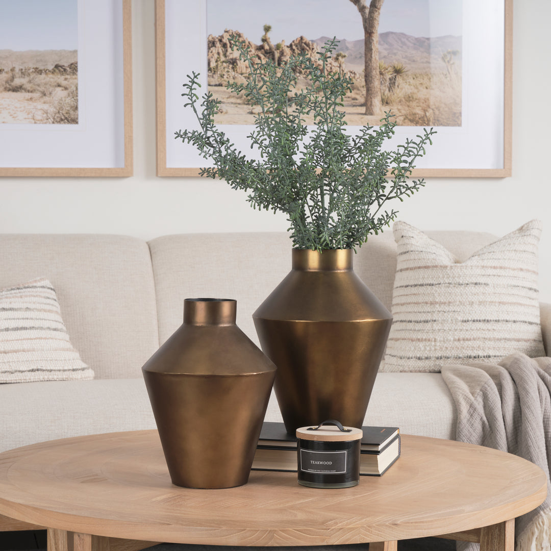 Perrin Large Brushed Gold Metal Decorative Vase Decor Mercana