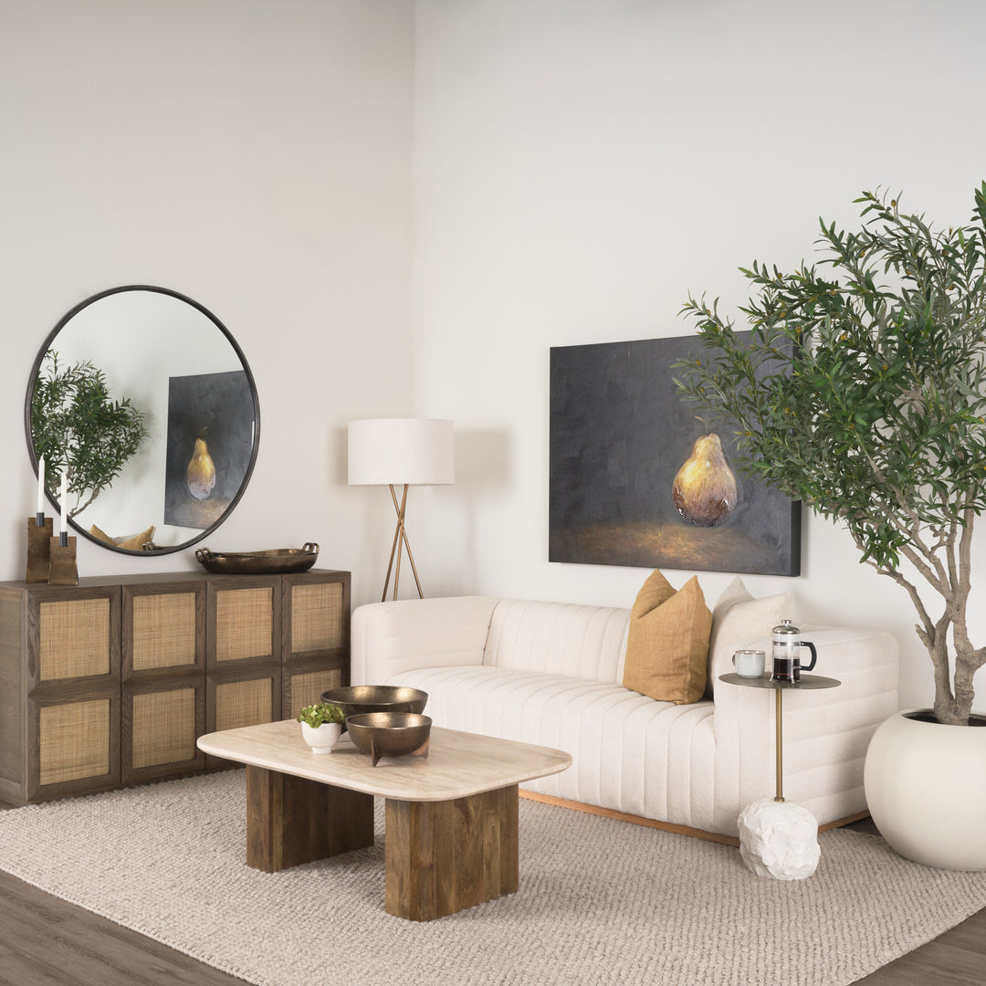 Symona Travertine and Mango Wood Rectangle Coffee Table Living Room Mercana