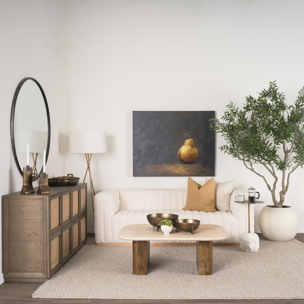Symona Travertine and Mango Wood Rectangle Coffee Table Living Room Mercana