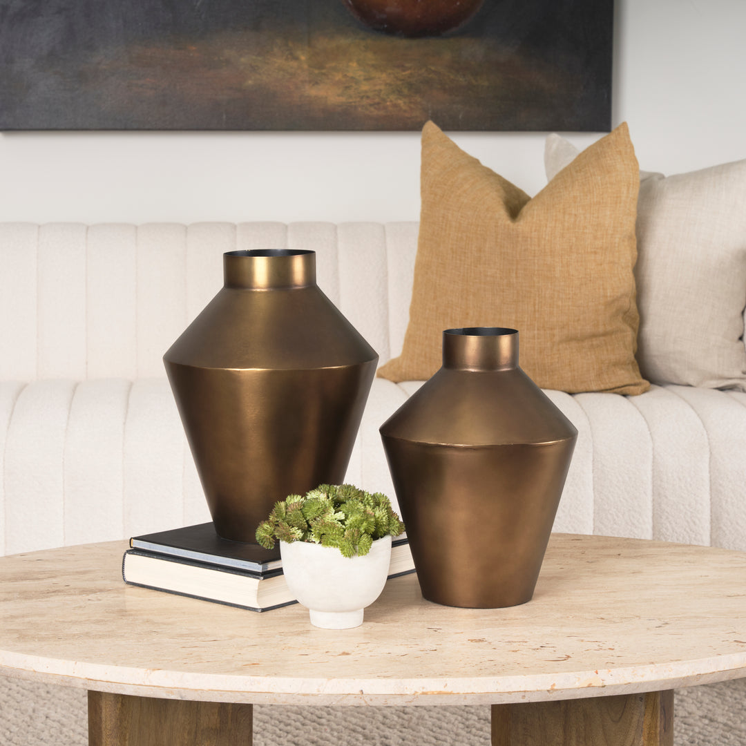Perrin Small Brushed Gold Metal Decorative Vase Decor Mercana