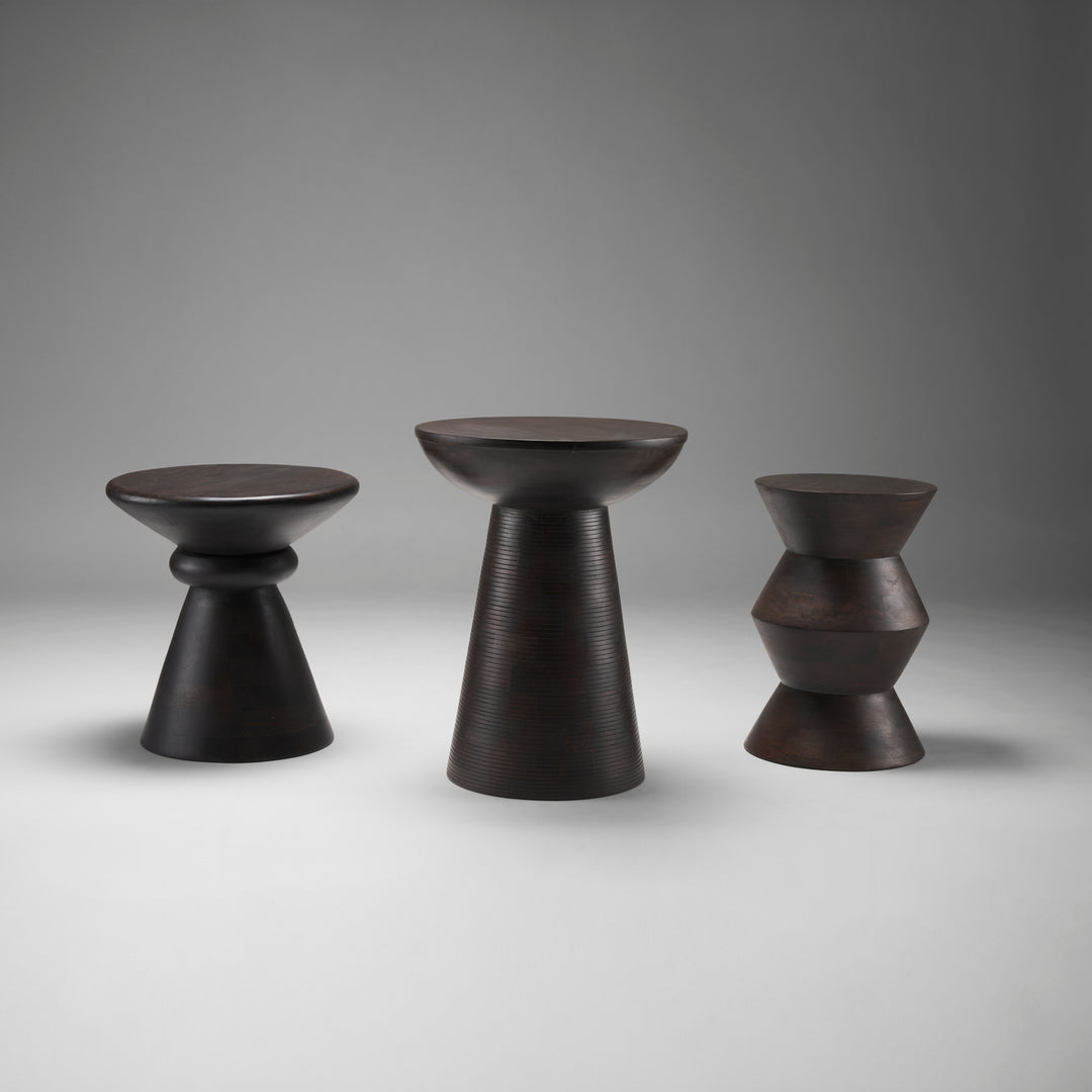 Palmera Dark Brown Wood Pedestal Accent Table Dining Room Mercana