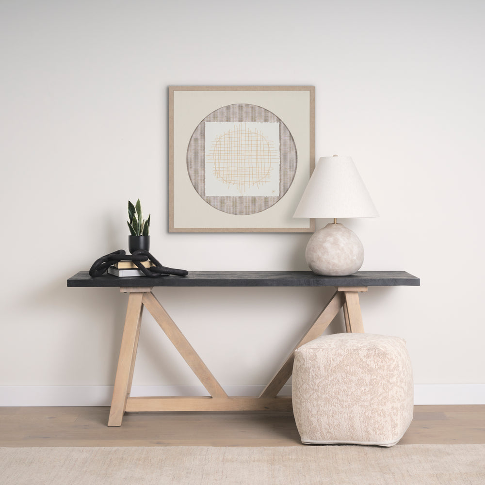 Khloe Small Cream Pouf Living Room Mercana