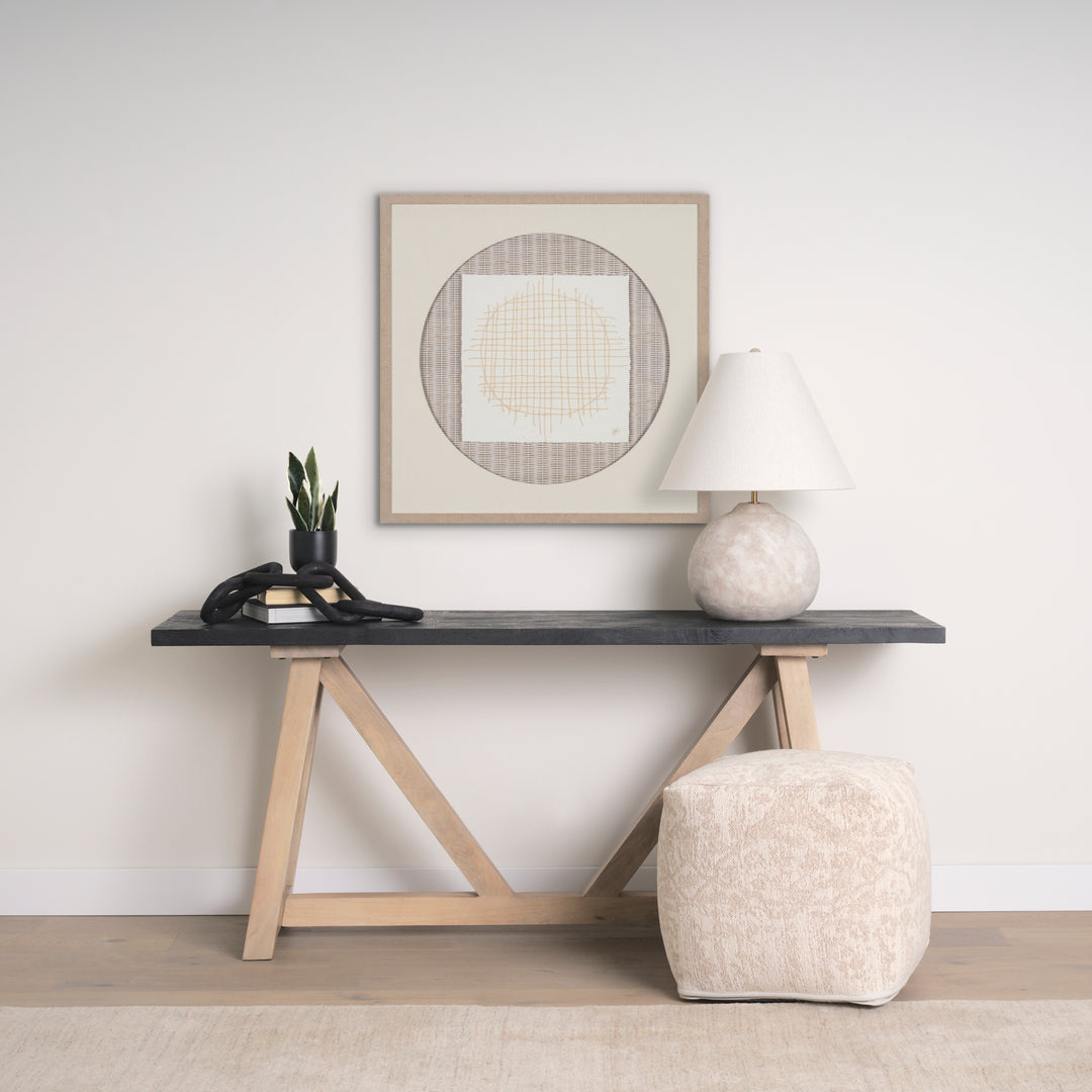 Khloe Small Cream Pouf Living Room Mercana