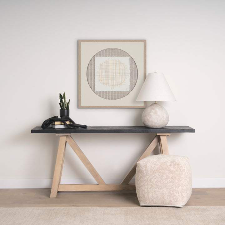 Khloe Small Cream Pouf Living Room Mercana