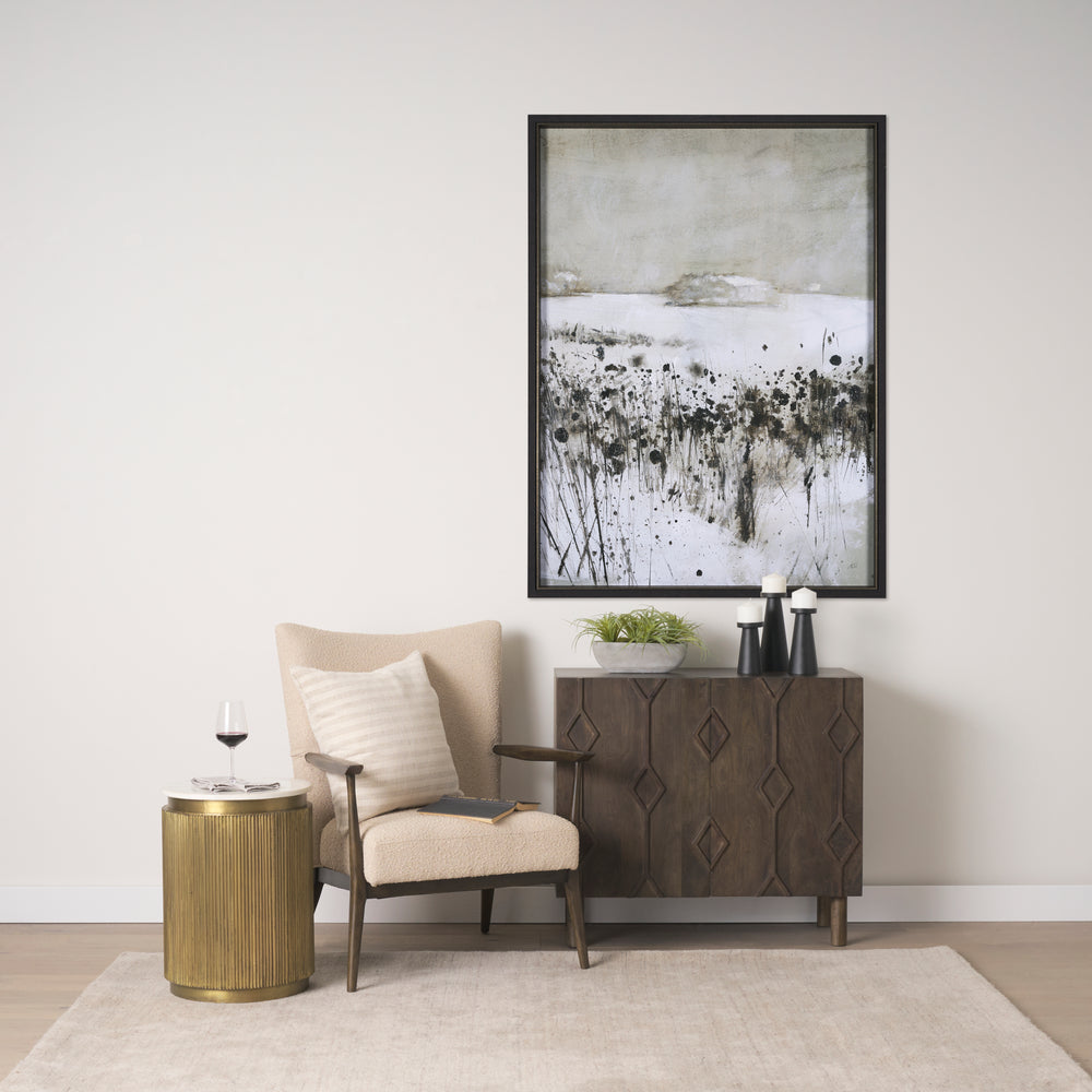 Satima White Marble w/ Gold Metal Round Fluted Accent Table Dining Room Mercana