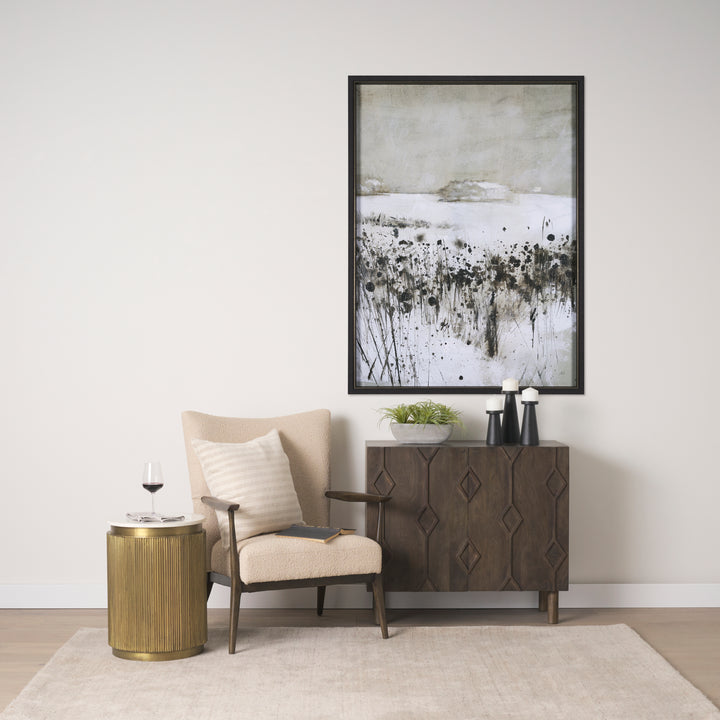 Satima White Marble w/ Gold Metal Round Fluted Accent Table Dining Room Mercana