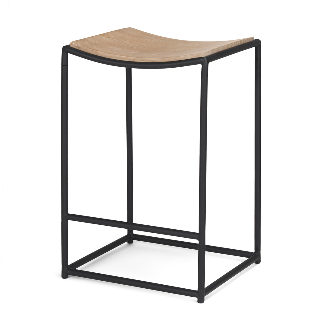 Taniel Light Brown Wood w/ Black Metal Counter Stool Dining Room Mercana