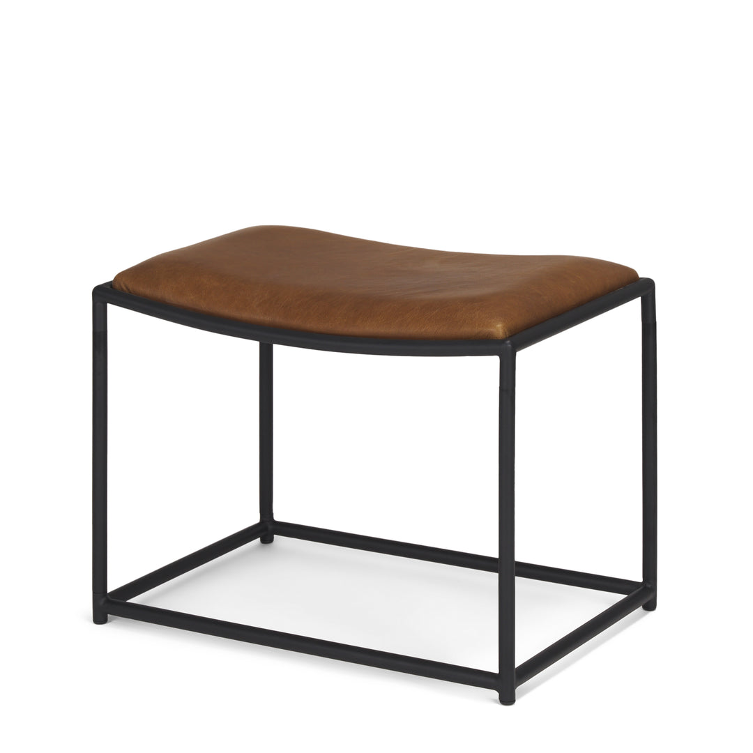 Taniel Brown Leather w/ Black Metal Stool Living Room Mercana