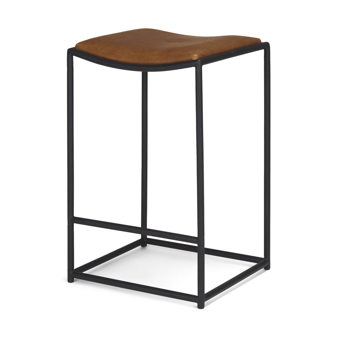 Taniel Brown Leather w/ Black Metal Counter Stool Dining Room Mercana