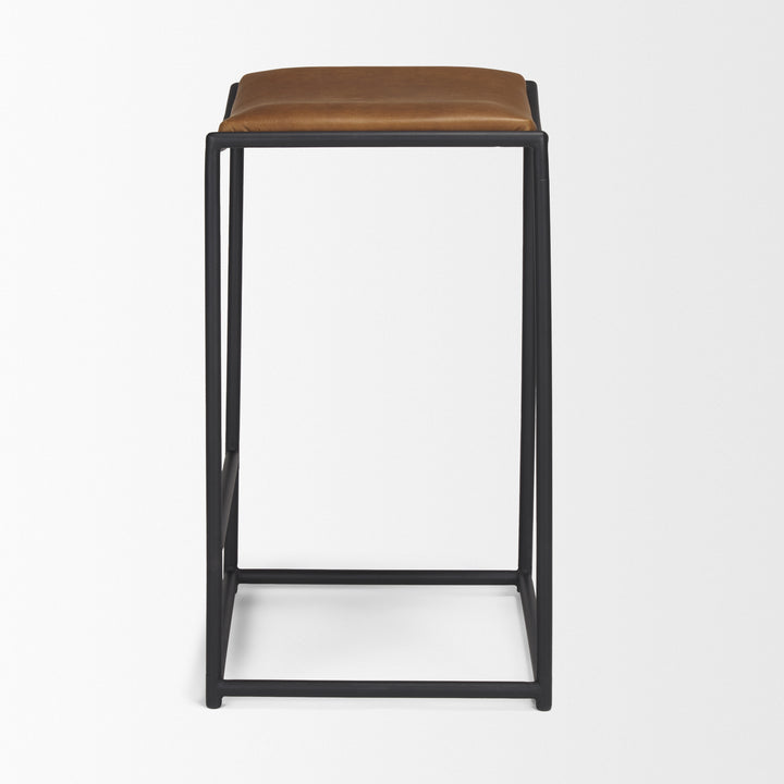 Taniel Brown Leather w/ Black Metal Counter Stool Dining Room Mercana