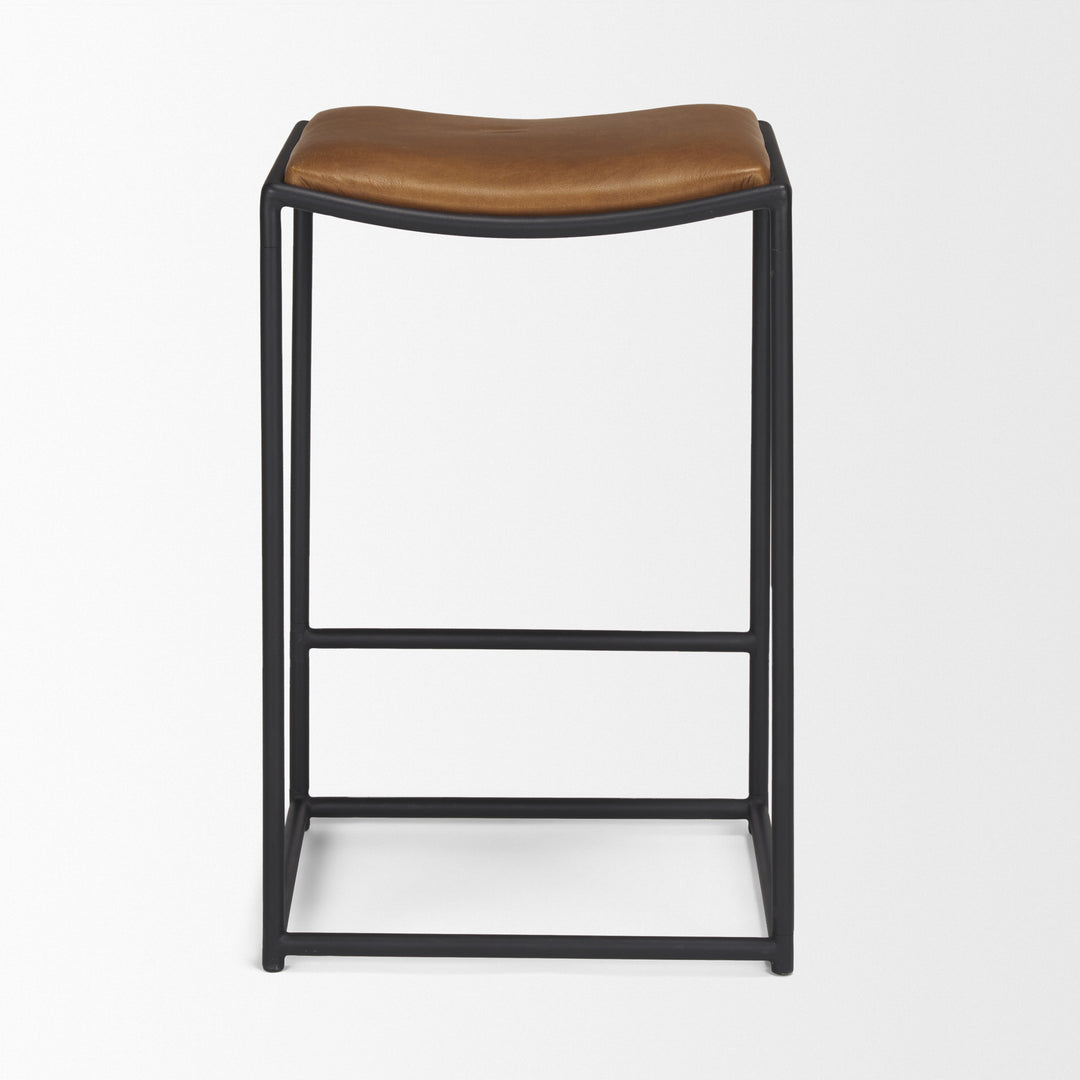 Taniel Brown Leather w/ Black Metal Counter Stool Dining Room Mercana