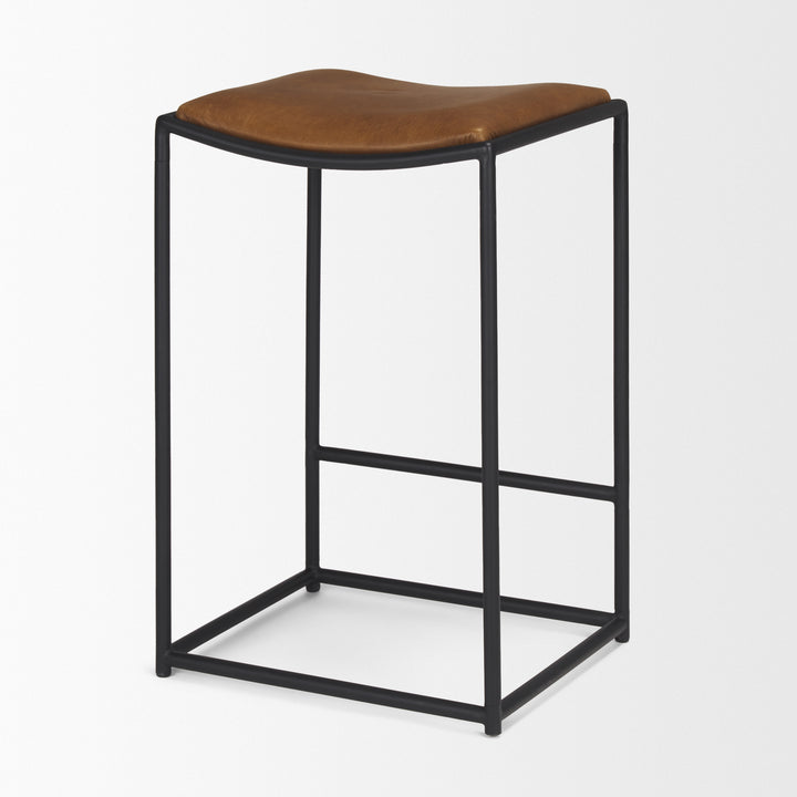 Taniel Brown Leather w/ Black Metal Counter Stool Dining Room Mercana