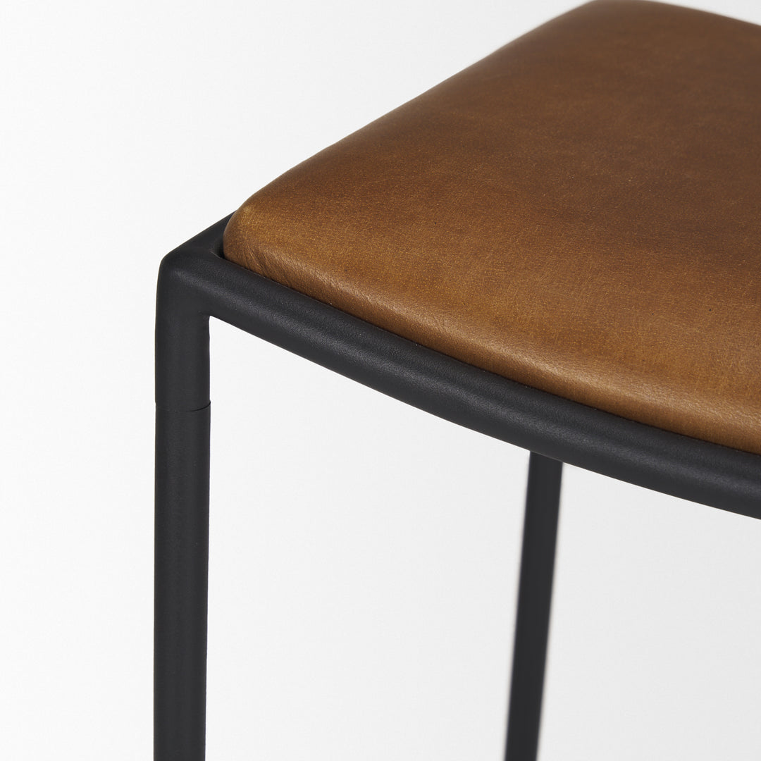 Taniel Brown Leather w/ Black Metal Counter Stool Dining Room Mercana