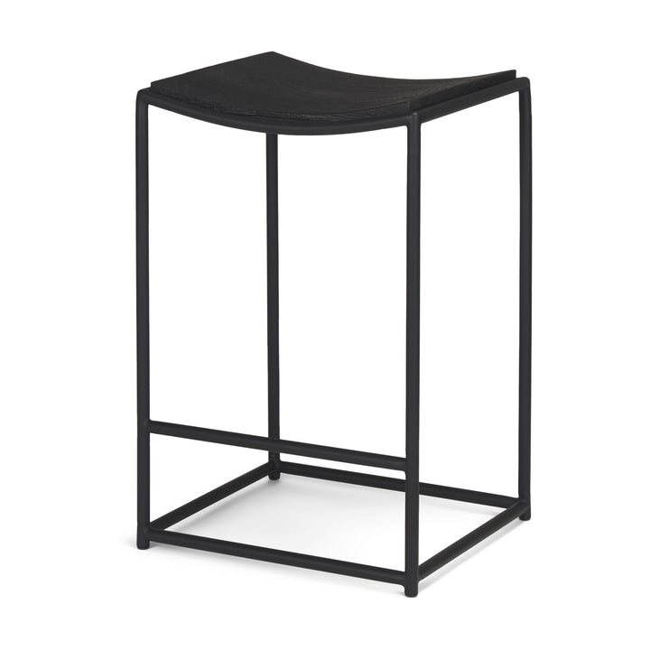 Taniel Textured Black Wood w/ Black Metal Counter Stool Dining Room Mercana