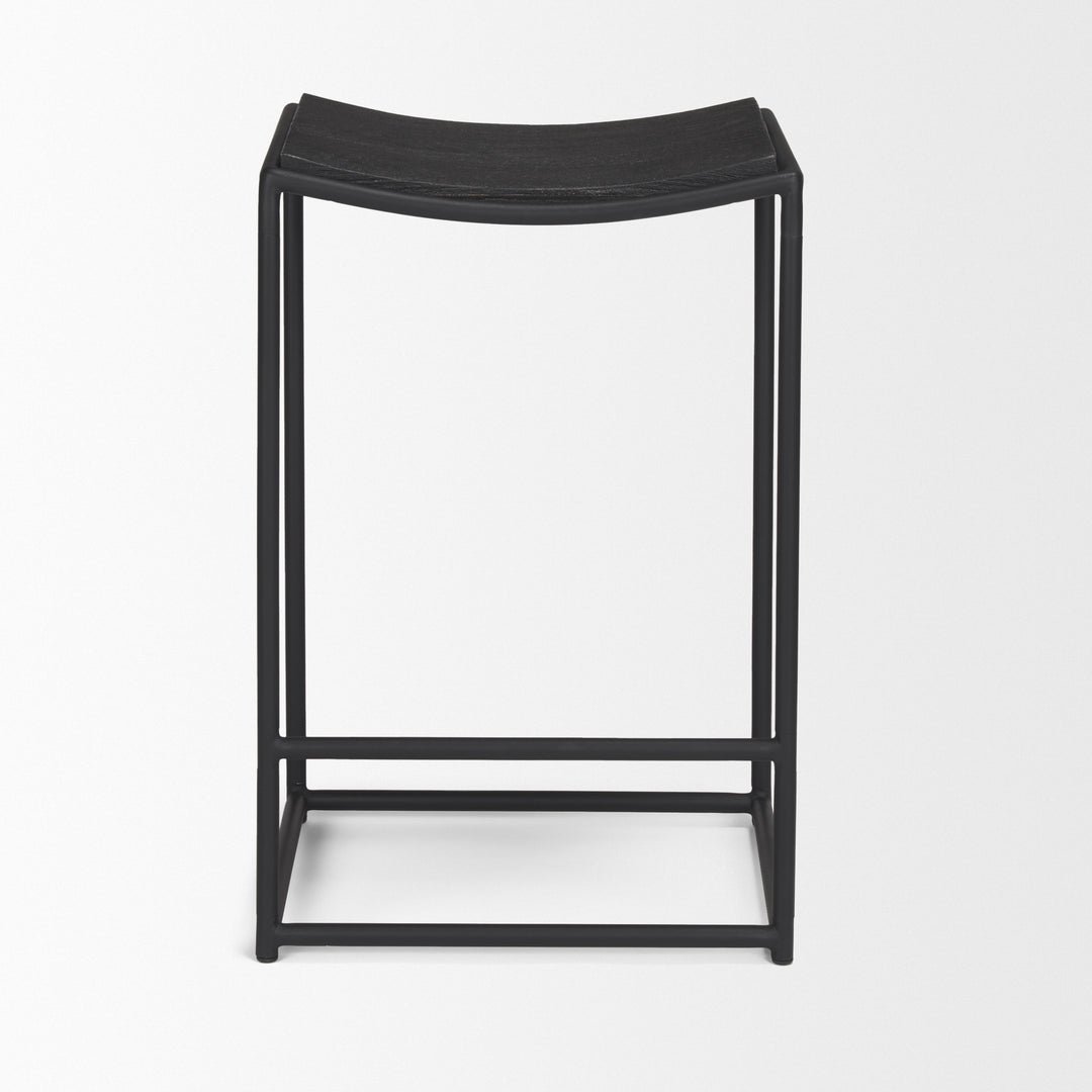 Taniel Textured Black Wood w/ Black Metal Counter Stool Dining Room Mercana
