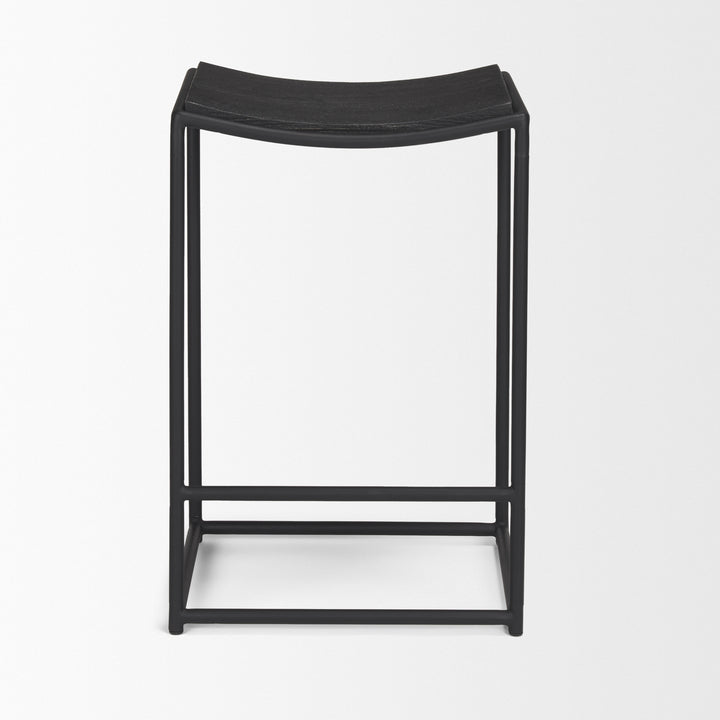 Taniel Textured Black Wood w/ Black Metal Counter Stool Dining Room Mercana