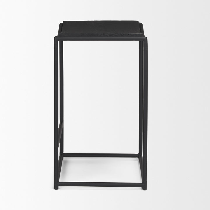 Taniel Textured Black Wood w/ Black Metal Counter Stool Dining Room Mercana