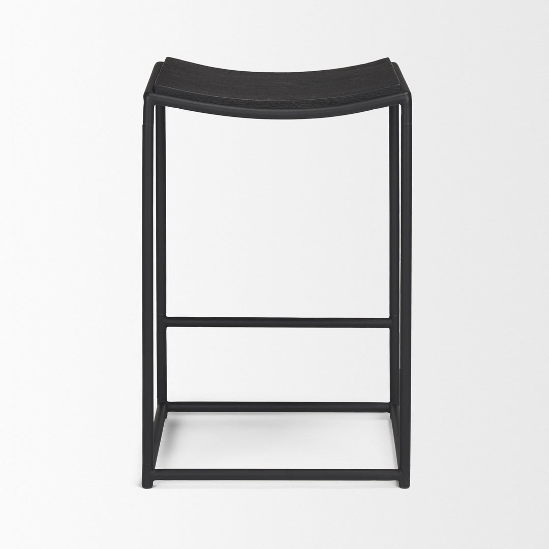 Taniel Textured Black Wood w/ Black Metal Counter Stool Dining Room Mercana