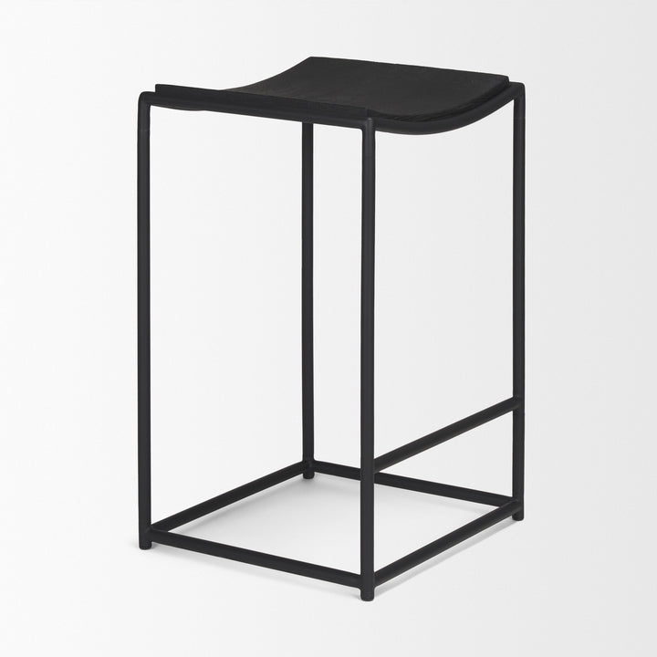 Taniel Textured Black Wood w/ Black Metal Counter Stool Dining Room Mercana