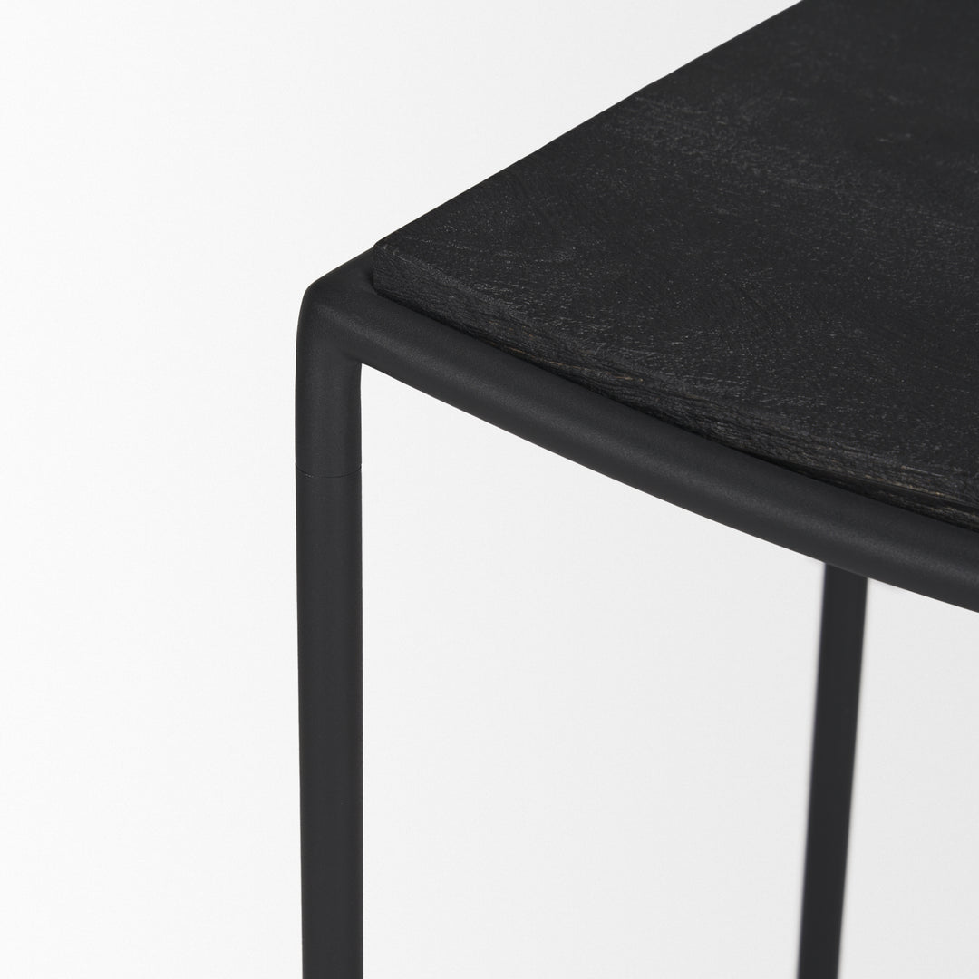 Taniel Textured Black Wood w/ Black Metal Counter Stool Dining Room Mercana