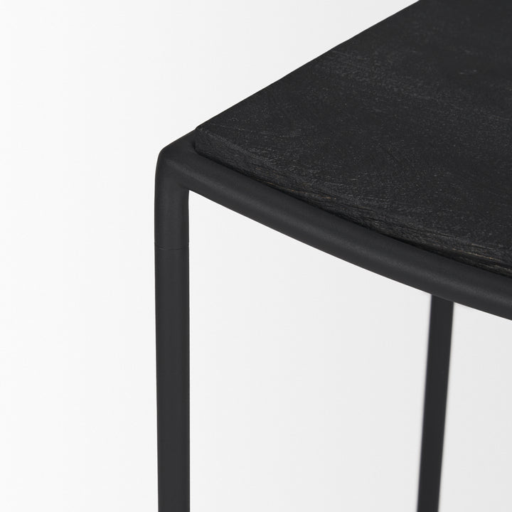 Taniel Textured Black Wood w/ Black Metal Counter Stool Dining Room Mercana