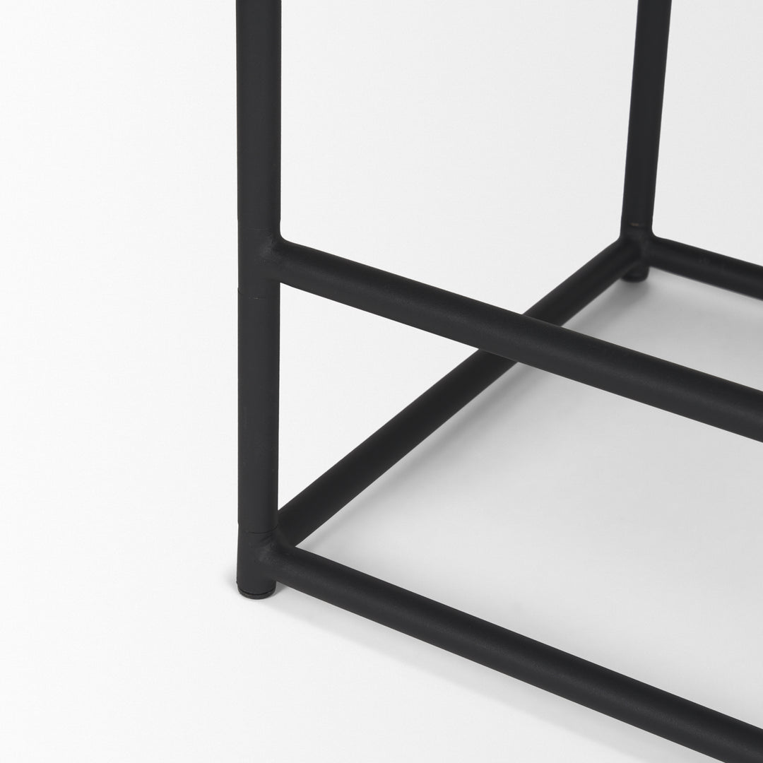 Taniel Textured Black Wood w/ Black Metal Counter Stool Dining Room Mercana