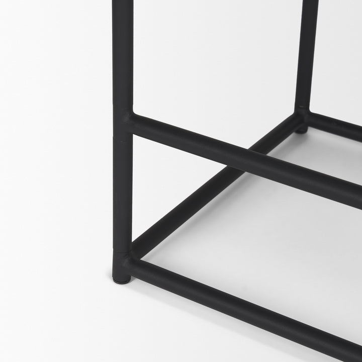 Taniel Textured Black Wood w/ Black Metal Counter Stool Dining Room Mercana
