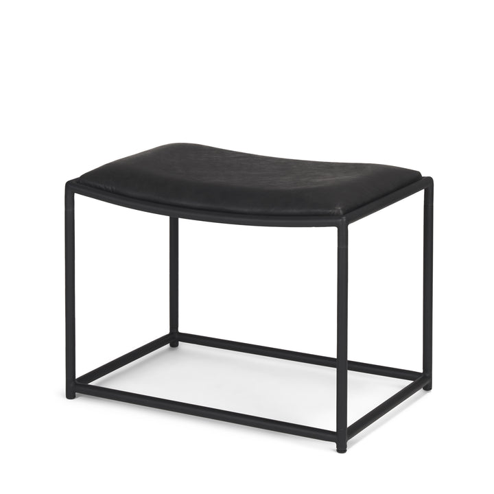 Taniel Black Leather w/ Black Metal Stool Living Room Mercana
