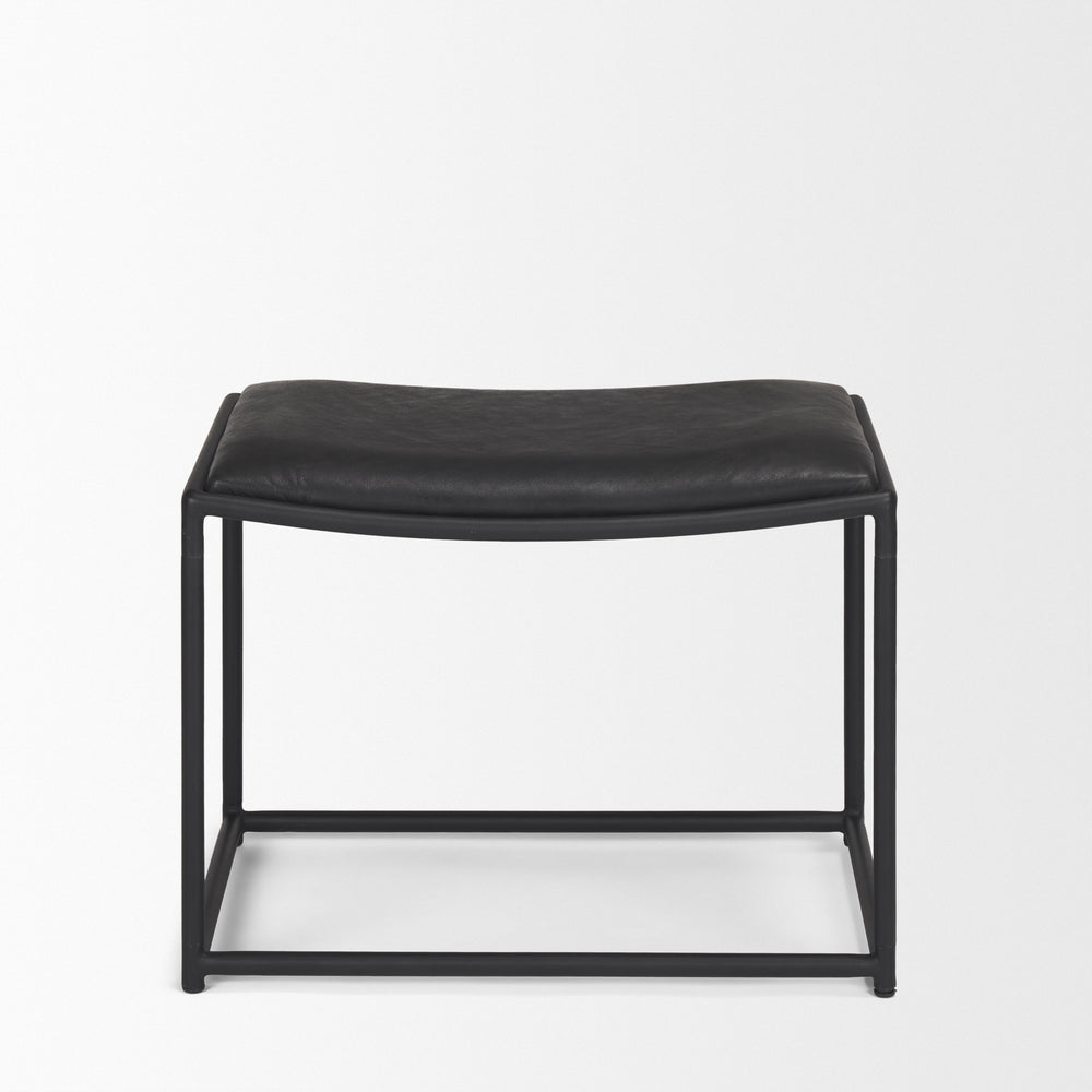 Taniel Black Leather w/ Black Metal Stool Living Room Mercana