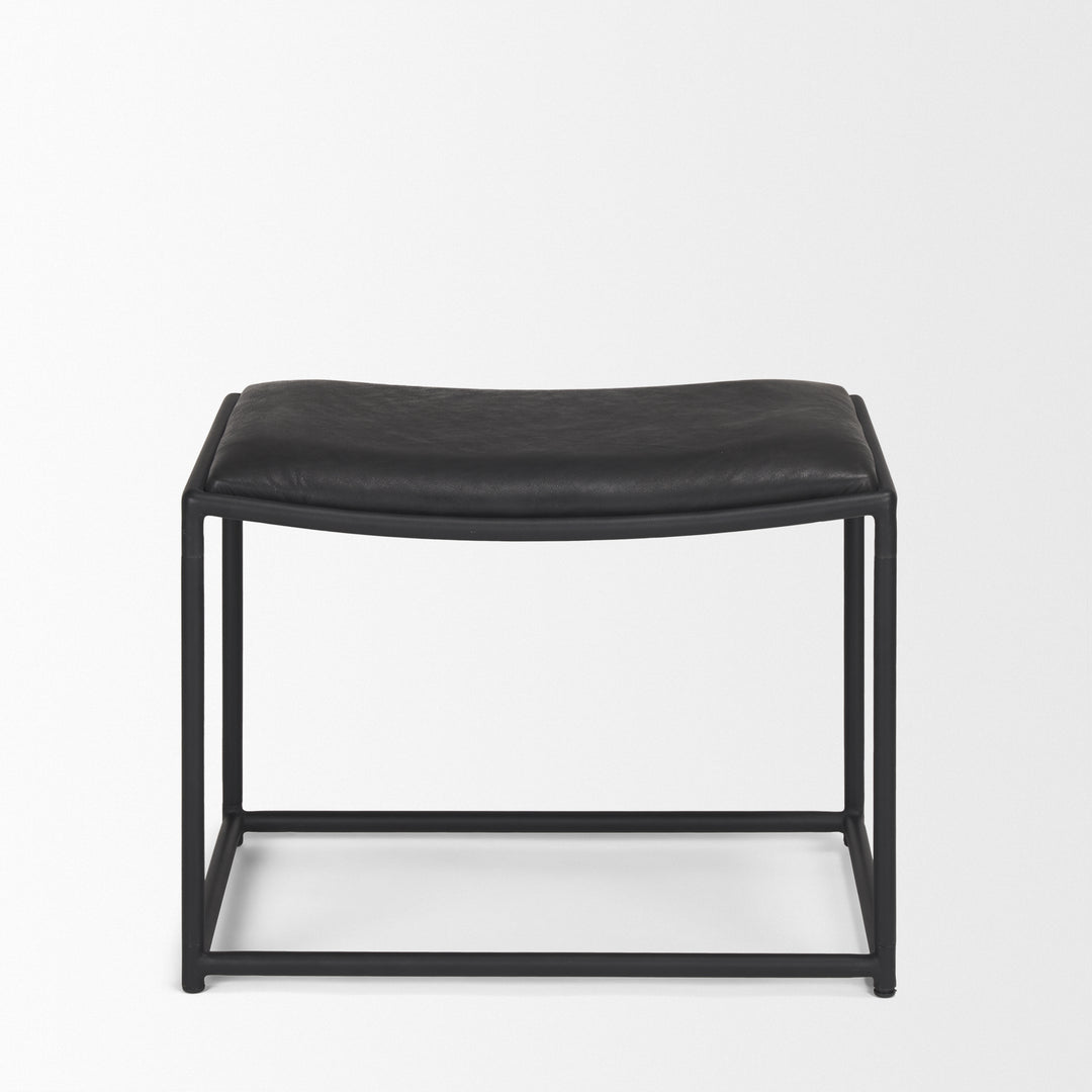 Taniel Black Leather w/ Black Metal Stool Living Room Mercana
