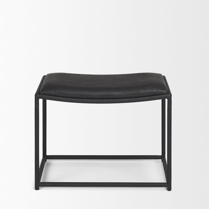 Taniel Black Leather w/ Black Metal Stool Living Room Mercana