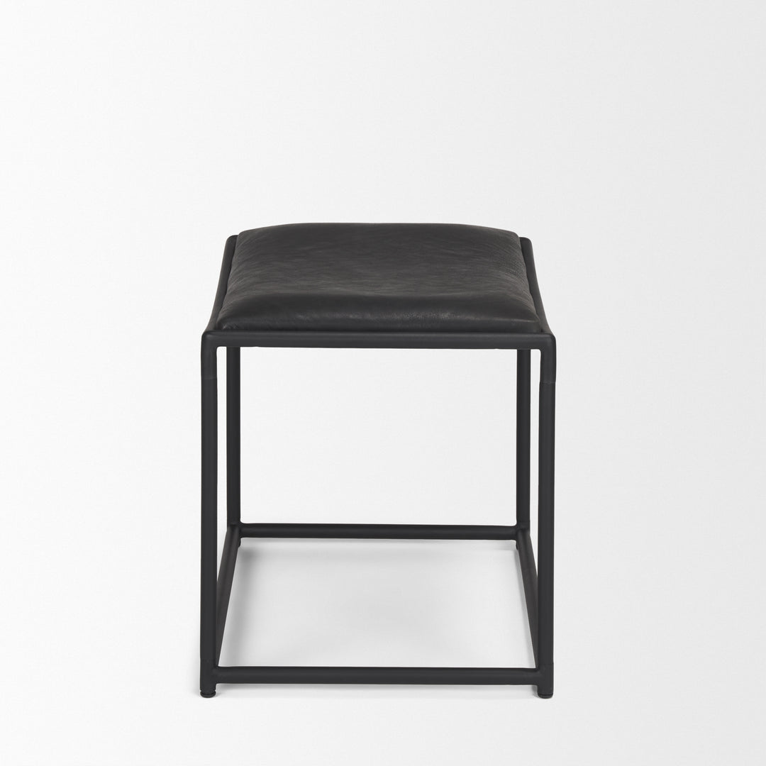 Taniel Black Leather w/ Black Metal Stool Living Room Mercana