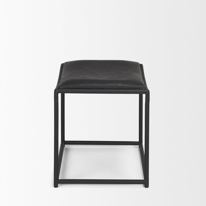 Taniel Black Leather w/ Black Metal Stool Living Room Mercana