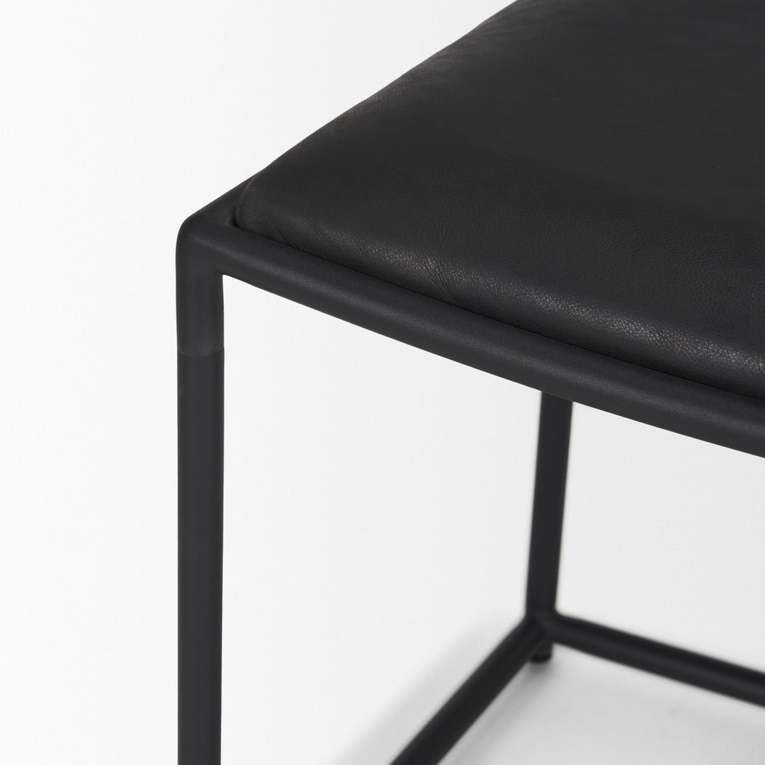 Taniel Black Leather w/ Black Metal Stool Living Room Mercana