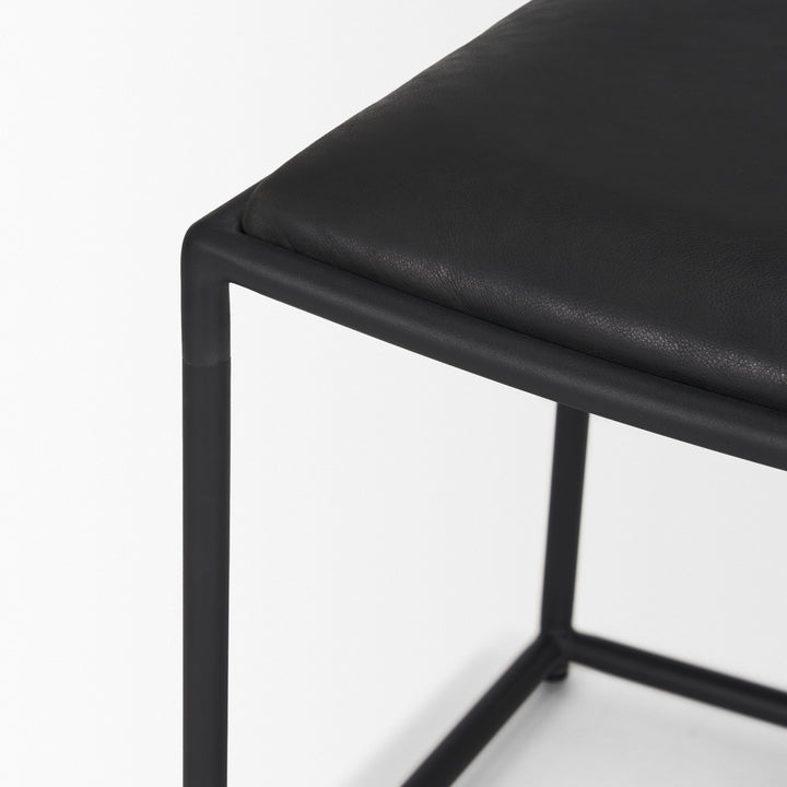 Taniel Black Leather w/ Black Metal Stool Living Room Mercana