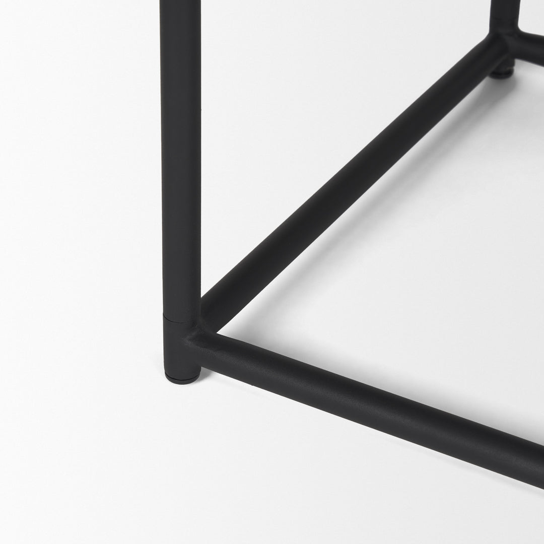 Taniel Black Leather w/ Black Metal Stool Living Room Mercana