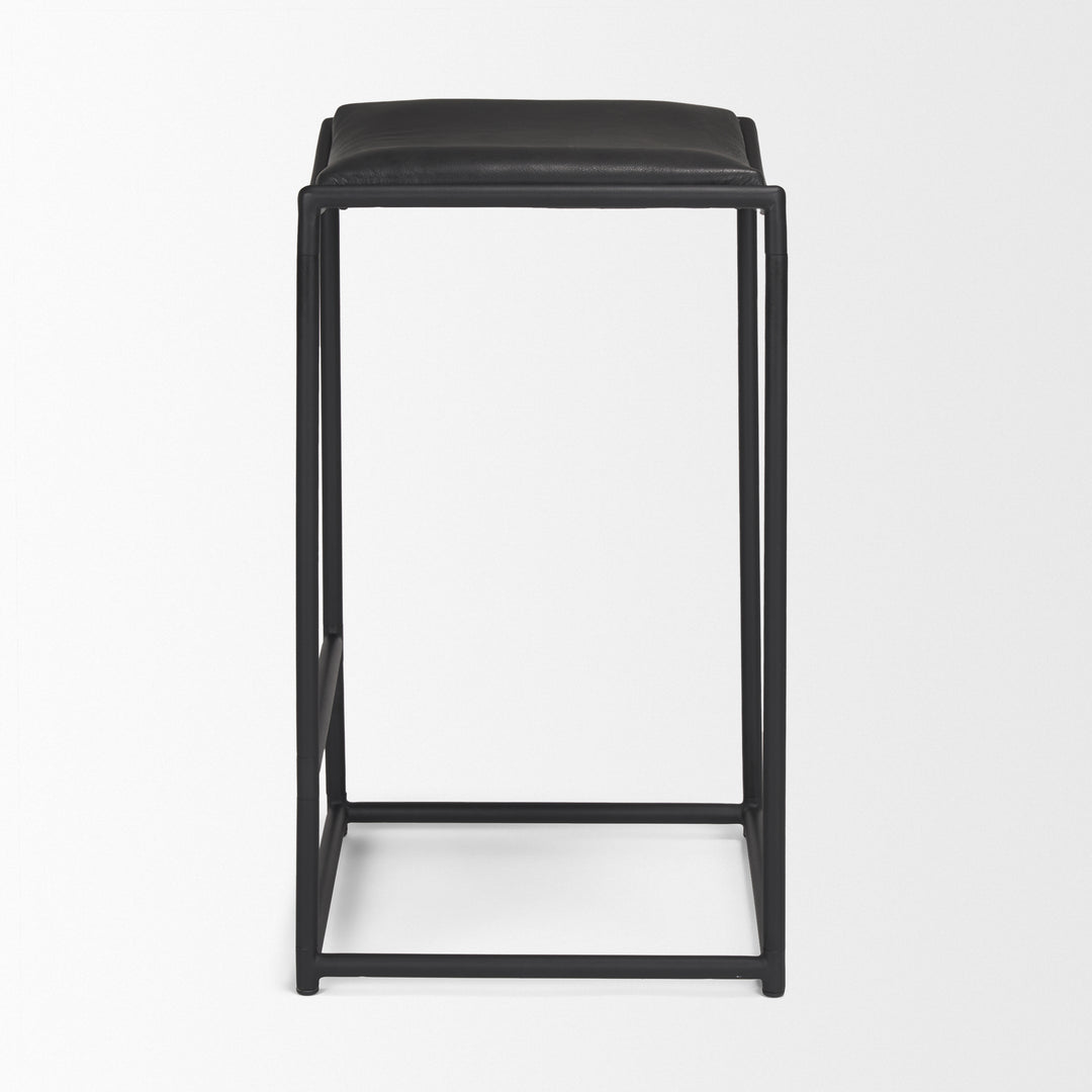 Taniel Black Leather w/ Black Metal Counter Stool Dining Room Mercana