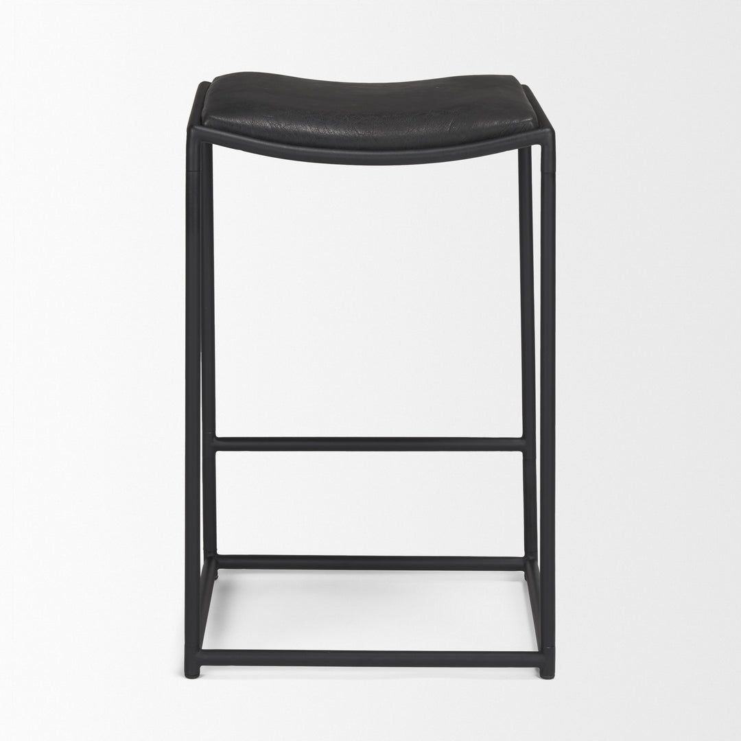 Taniel Black Leather w/ Black Metal Counter Stool Dining Room Mercana