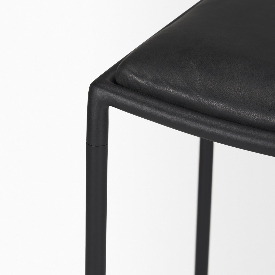 Taniel Black Leather w/ Black Metal Counter Stool Dining Room Mercana
