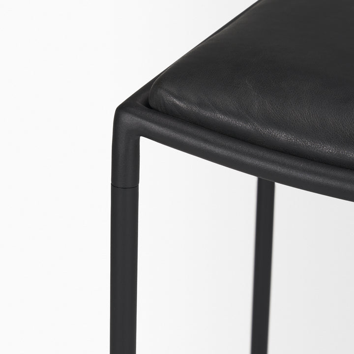 Taniel Black Leather w/ Black Metal Counter Stool Dining Room Mercana