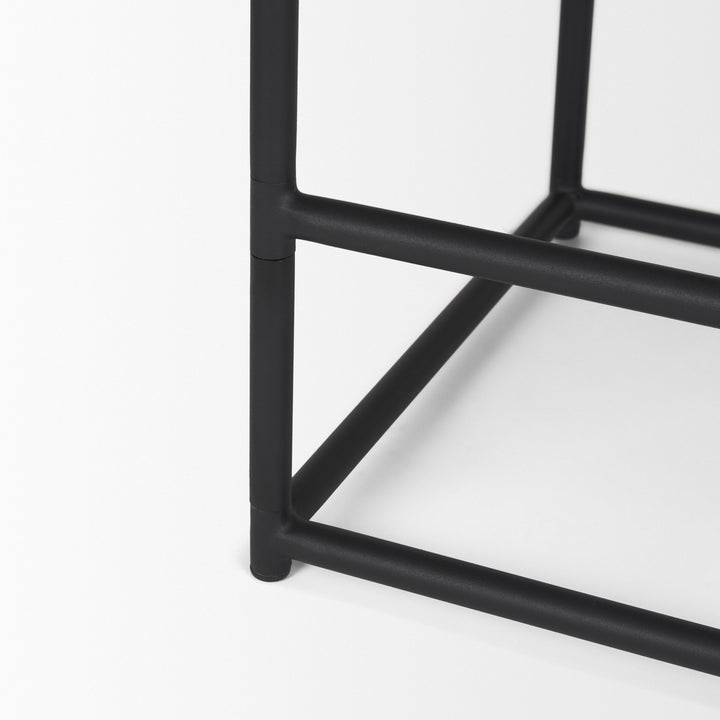 Taniel Black Leather w/ Black Metal Counter Stool Dining Room Mercana