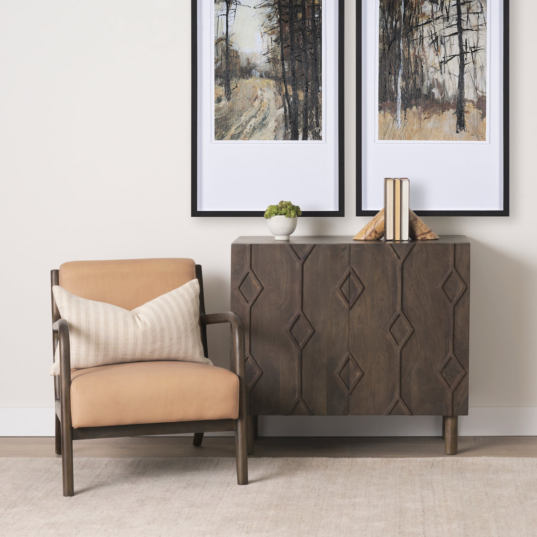 Heera Dark Brown Diamond Motif w/ Shelf Accent Cabinet Decor Mercana