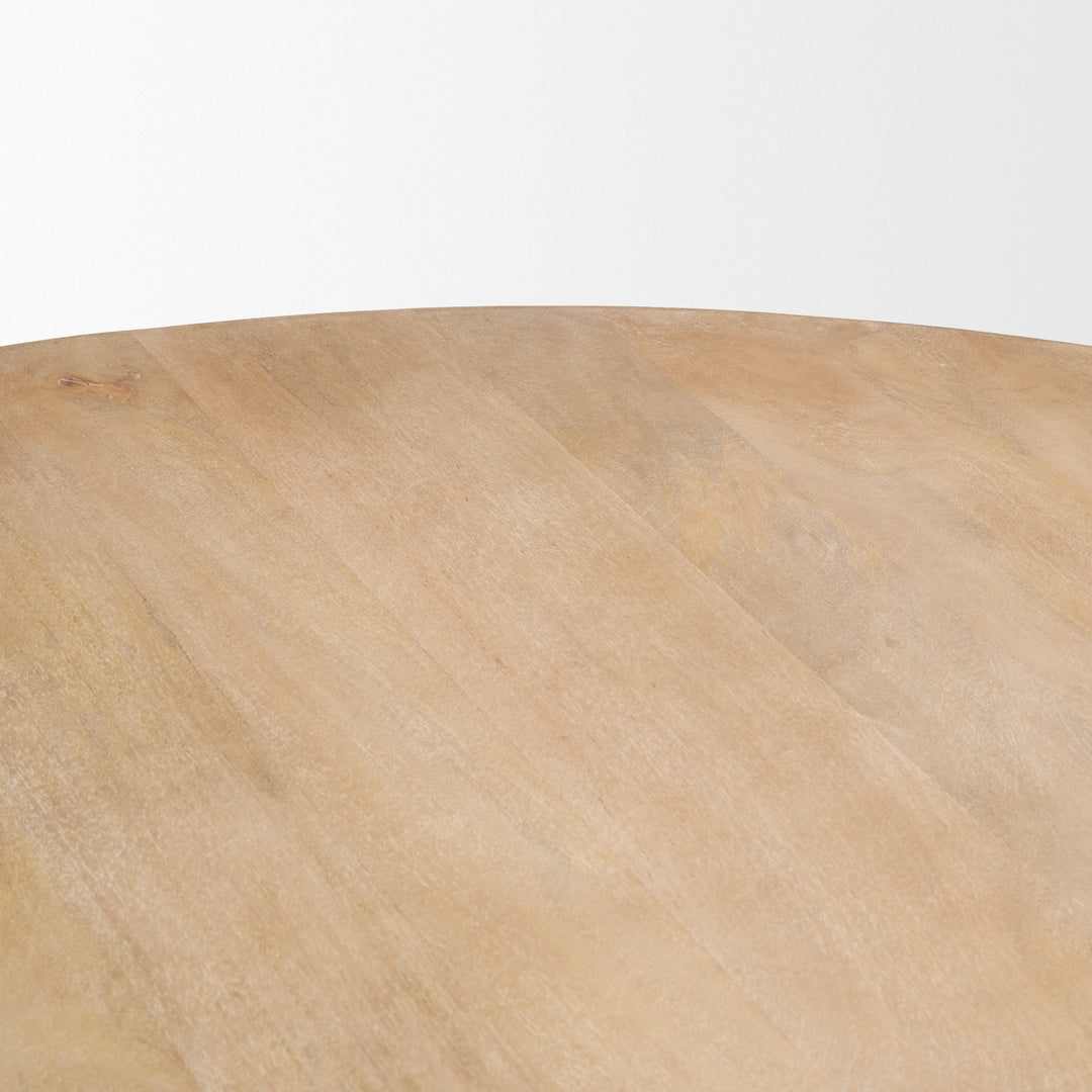 Terra Light Brown Wood Round Fluted Dining Table Dining Room Mercana