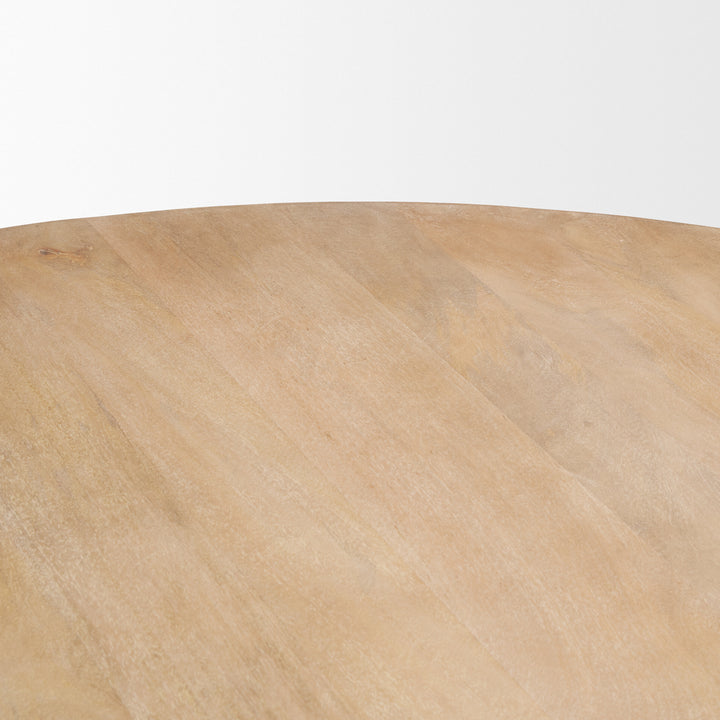 Terra Light Brown Wood Round Fluted Dining Table Dining Room Mercana